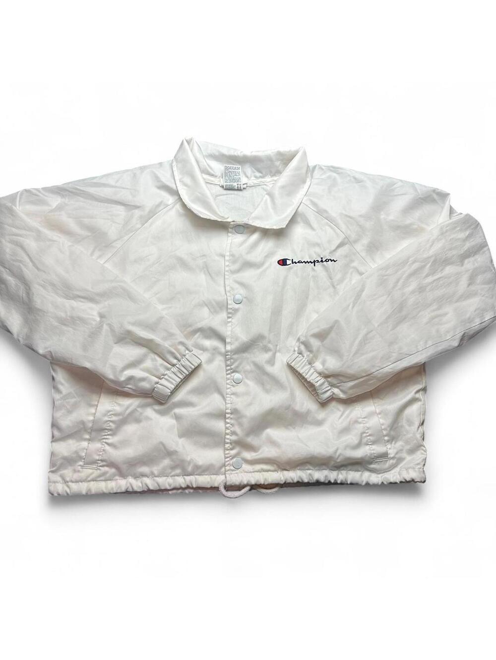 Vintage Champion White Snap Button Jacket - Size Large